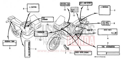 ETIQUETTE DE PRECAUTIONS XRV750P de 1993